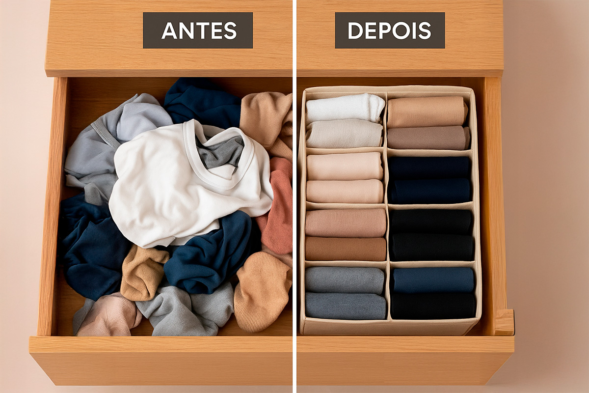 Você abre a gaveta e... lá está o caos: meias soltas, roupas emboladas, espaço mal aproveitado. Parece familiar?
Organizar as gavetas pode parecer simples, mas alguns erros básicos comprometem não só a estética, mas também a funcionalidade do seu dia a dia.

Neste post, a Prima Guard te mostra os 5 erros mais comuns na hora de organizar suas gavetas — e, claro, como evitá-los com soluções inteligentes. 